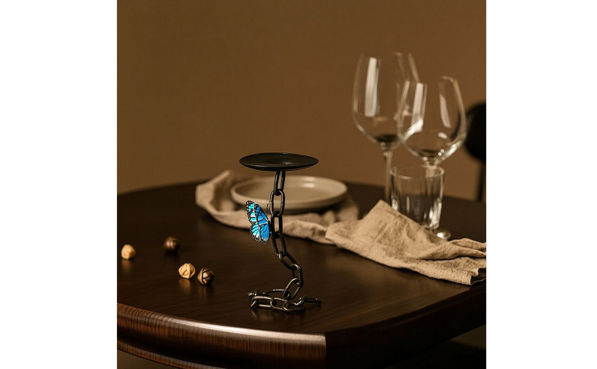 Iron Candle Holder Sturdy Candlestick Stable for Dining Table, Mantel