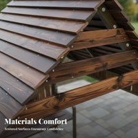 Covered Seating with Benches Weather-Resistant Gazebo Sun Protection Pavilion for Residents, Gathering Hosts, Courtyard, Backyard, Waterfront