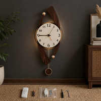 Modern Retro Wall Clock with Ambient Light for Living Room Decor