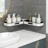 Foldable corner shelf for shower and bathroom, self-adhesive spice shelf kitchen, modern kitchen organizer without drilling, 1-tier