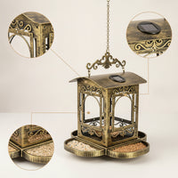 Solar Bird Feeder Vintage Bird Feeder with Solar Panel Outdoor for Balcony