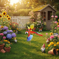 Parrot Wind Pastoral Theme Colorful Parrot Whirligig Pivoting for Balcony