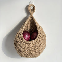Hanging Basket for Kitchen Storage and Fruit Basket Display, Hand-Woven Hanging Storage for Vegetable Storage, Farmhouse Decor, Teardrop