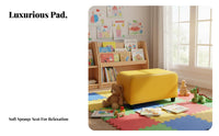 adjustableable Rectangular Padded Stool adjustableable Use Upholstered Footrest Comfortable Padding Footstool Space-Saving for Families, Office Workers, Kindergarten, Living Room, Library, Entryway