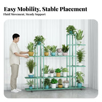 Floor-Standing Multi-Tier Flower Pot Holder Modern Minimalist design 5-Tier Rolling Plant Stand Stepped design Indoor Furnishing Space-Saving for Gardeners, Apartment Dwellers, Homeowners, Living Room, Balcony, Corner Spaces, Bedroom