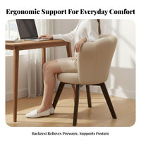 Retro Design Scalloped Back Vanity Chair Elegant Design Swivel Seat Cushiony Cushion Home Furniture Ergonomic Support for Students, Women, Adults, Study Room, Bedroom