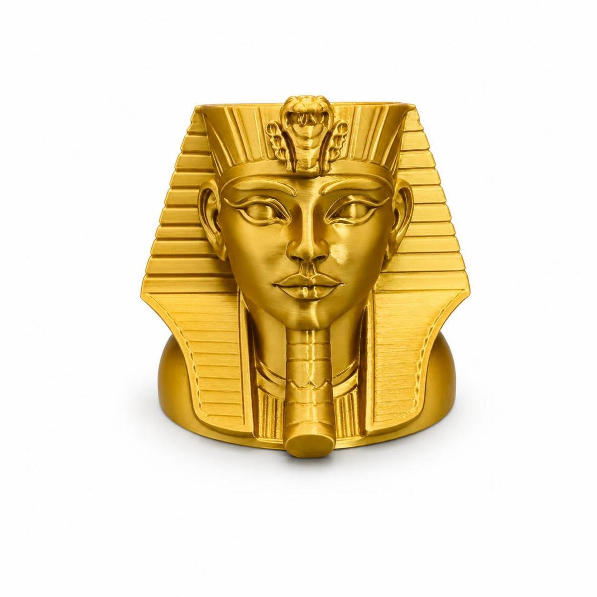 Sculptural Pharaoh Head Pen Holder Gold Pharaoh Pen Holder Tidy Pencil Cup Freestanding for Home Office, Study
