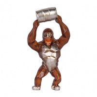 Resin Primate Sculpture Imitation Wood Tabletop Primate Sculpture Decor Metal-Like Highlight