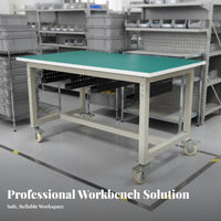 Anti Workbench High Load Capacity Mobile Workbench on Wheels Stable and Sturdy Two-Tier Workstation Cart for Technicians, Lab, Auto Shop