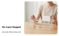 Acrylic Card Display Stand Space-Saving Clear Greeting Card Rack Easy Access Multi-Tier Flashcard Holder for Children, Desktop, Classroom, Home School