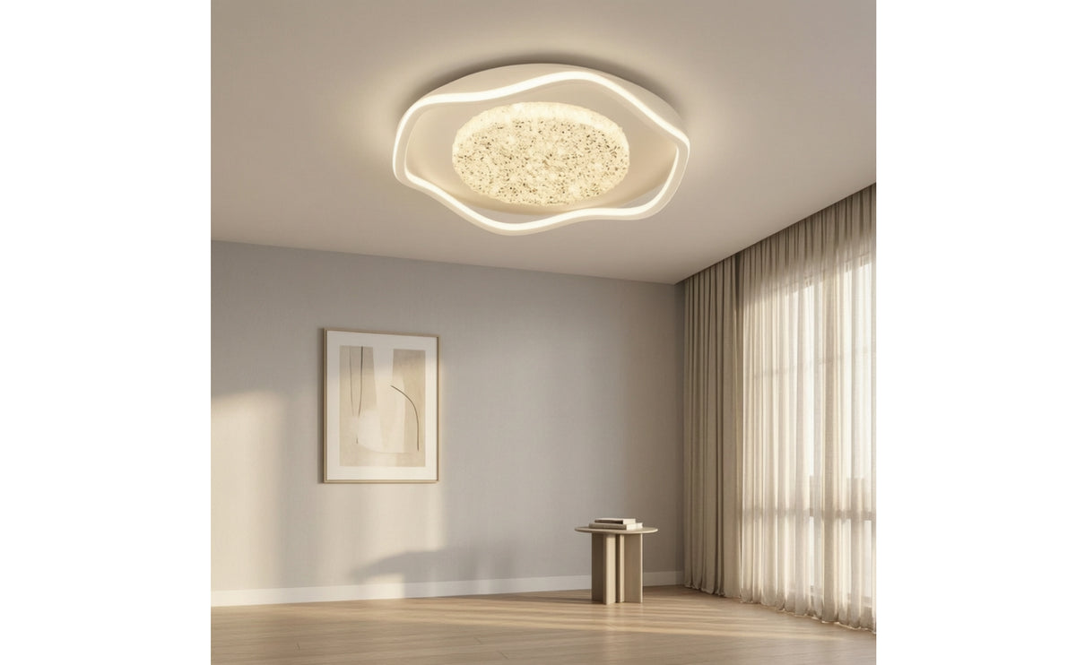 Wavy Flush Mount Ceiling Light with Acrylic Shade Eye-Protection Flush Mount Ceiling Light Minimalist Fixture Energy Efficient for Bedroom