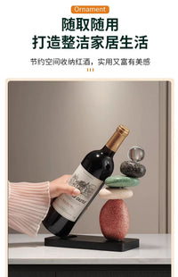 时来运转红酒架酒柜电视柜轻奢高档高端大气家居装饰品餐边柜摆件 石来运转酒架-一对