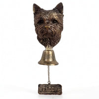 Dog-Themed Welcome Door Chime Antique Vintage Bronze Canine Door Bell Vintage-Style with Welcome Sign for Entryway