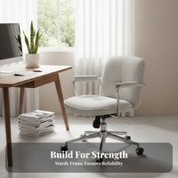 Height Adjustable Upholstered Swivel Armchair Modern Aesthetic Upholstered Computer Seat Soft Padding Desk Chair Ergonomic Design for Gamers, Students, Adults, Study Room, Bedroom, Dressing Table