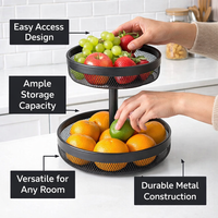 Fruit Bowl for Dining Table with Nordic Geometric Design, Iron Wire Storage Basket for Kitchen Countertop Organisation, Metal Mesh Vegetable Rack