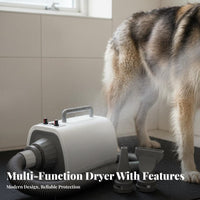 Adjustable Speed Dog and Cat Force Dryer Multiple Nozzles High Velocity Pet Dryer Overheat Protection Pet Blaster with Attachments Heat Insulated for Large Dogs, Cats, Professional Groomers