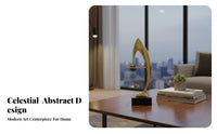 Luxury Accent Piece Saturn Circle Figurine Modern Metal Ornament for Living Room, Hotel Lobby, Entryway
