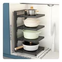 Multi-Layer Pot and Pan Shelf Easy Assembly Pots and Pans Organizer Heavy Duty Under Cabinet Shelf