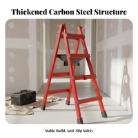 Carbon Steel Folding Ladder Foldable Design Folding Stepladder Stable Heavy Duty Herringbone Ladder for Carpenters, Homeowners, Home, Workshop, Garage