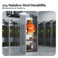Operational Suit Storage Rack Stainless Steel Electric Uniform Dehumidifying Rack Double-Sided Design Fire Station Locker for Firefighters