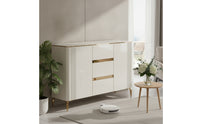 Sideboard with Metal Legs Marble-Look Sideboard Cabinet with Storage Modern Storage Cabinet for Dining Room, Entryway