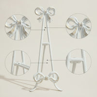 Decorative Easel Stand with Bow Freestanding Metal Display Easel Vintage Tabletop Display Stand Compact for Restaurateurs