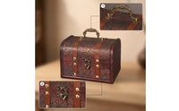 Wooden Chest with Curved Lid Rustic Wooden Storage Chest with Handle Jewelry Organizer with Lock Portable Retro for Desks