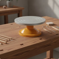 Pottery Turntable with Circular Grooves Guide Circles Rotating Work Surface Smooth Rotation Cake Decorating Turntable for Potters, Sculptors, Kitchen