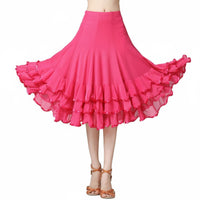 360 Degree Billow Dance Skirt Built-in Lining Latin Dance Practice Skirt for Dancers