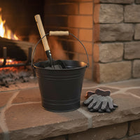 Fireplace Ash Bucket Kit Black Ash Bucket with Lid Tapered for, Hearth