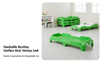 Easy to Clean Stackable Plastic Cot Space-Saving Stackable Cot Rounded Corners Preschool Equipment Single Piece-Piece Molding for Preschoolers, Daycare Providers, Kindergarten, Rest Time, Classroom, Camping