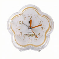 Translucent Flower-Shaped Alarm Clock Large Numerals Clear Plastic Alarm Clock Folding Stand Desk Accessory Floral Motif