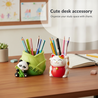 Lucky Cat Multifunctional Phone Holder Pen Holder Desktop Ornament for Teachers