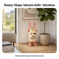 Smiling Face Bunny Ears Trash Can Translucent Lid Rabbit Trash Can Thumbs-up Graphic Decorative Bin Shoe-Shaped Feet for Home, Kitchen, Living Room