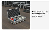 Aluminum Audio Device Travel Case Portable Wireless Audio Device Carrying Case Aluminum Briefcase Shock Absorbing for Stage
