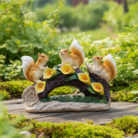 Squirrel Statue with Solar Lights Whimsical Solar Squirrel Garden Statue Bonsai Arch Sculpture Lighted Ornament Weatherproof