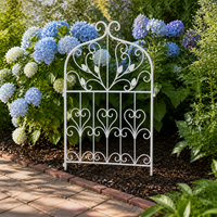 European Vintage Wrought Iron Garden Fence Panel for Yard and Flower Bed Decor