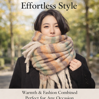 Plaid Scarf for Women Winter, Cashmere-Like Scarves Ladies Shawl Wrap, Soft Warm Oversized Cold Weather Checkered Long Blanket