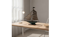 Iron Sailboat Decor Nautical Metal Sailboat Decor Coastal Ship Sculpture for Office