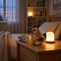 Black Outline Hen Holding Egg-Shaped Light Multicolored Stained Glass Hen Lamp Translucent Chicken Egg-Shaped Lamp Decorative