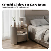 Modern Design Round Nightstand Minimalist & design Bedroom Cabinet Rounded Edges Side Table Space-Saving for property owners, Apartment Dwellers, Students, Small areas, Dorm Room
