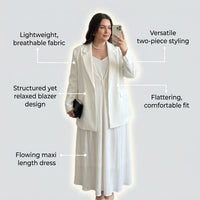 Dress Set for Plus Size Women, Elegant Blend Skirt Suit & Casual Wear, Flattering Spring Two-Piece Outfit for Curvy Fashionable Rolled Hem Design