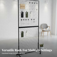 Versatile Metal Grid Display Rack Easy Assembly Wire Grid Panel Rack Multifunctional Freestanding Gridwall Display Long-Lasting for Shop Owners, Exhibitors, Street Markets, Exhibitions, Temporary Shops, Supermarkets