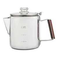 Coffee Pot with Wood-Look Handle Portable Stainless Steel Coffee Pot No Electricity for Camping