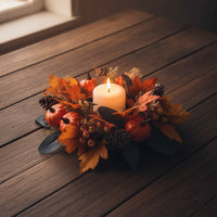 Candle Circlet Autumn Table Wreath Rustic for Mantel