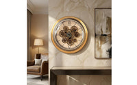 Large Metal Wall Clock European-Inspired Gear Wall Clock Home Decor Cream Face Black Hands