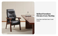 glossy finished Finish Conference Table with Chairs long-lasting Construction Long Rostrum Desk with Chairs Formal Design Meeting Room Set Stain-Resistant Top for Committee Members, Business staffs, Professionals, Boardroom, Seminar Hall