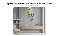 New Chinese Design Clock Non-Ticking Metal Ginkgo Leaf Clock Light High-End Design 3D Iron Art Timepiece for Interior Designers, Adults, Entryway