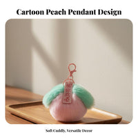 Soft and Silky Peach Soft Ball Keychain Cute Design Soft Peach Key Fob Ideal Gift for Girls, Car Owners, Handbag Decoration, Keys, Backpack
