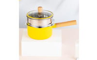 Stainless Steel Infant Meal Pot Smooth Yellow Transparent Glass Lid Stockpot Round Metal Body Stainless Steel Stockpot